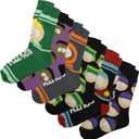 Hyp South Park 6 Pair Pack Novelty Crew Socks for Men - Stan, Kyle, Cartman, Kenny, Butters, Towelie, Shoe Size 6-12 (Black)