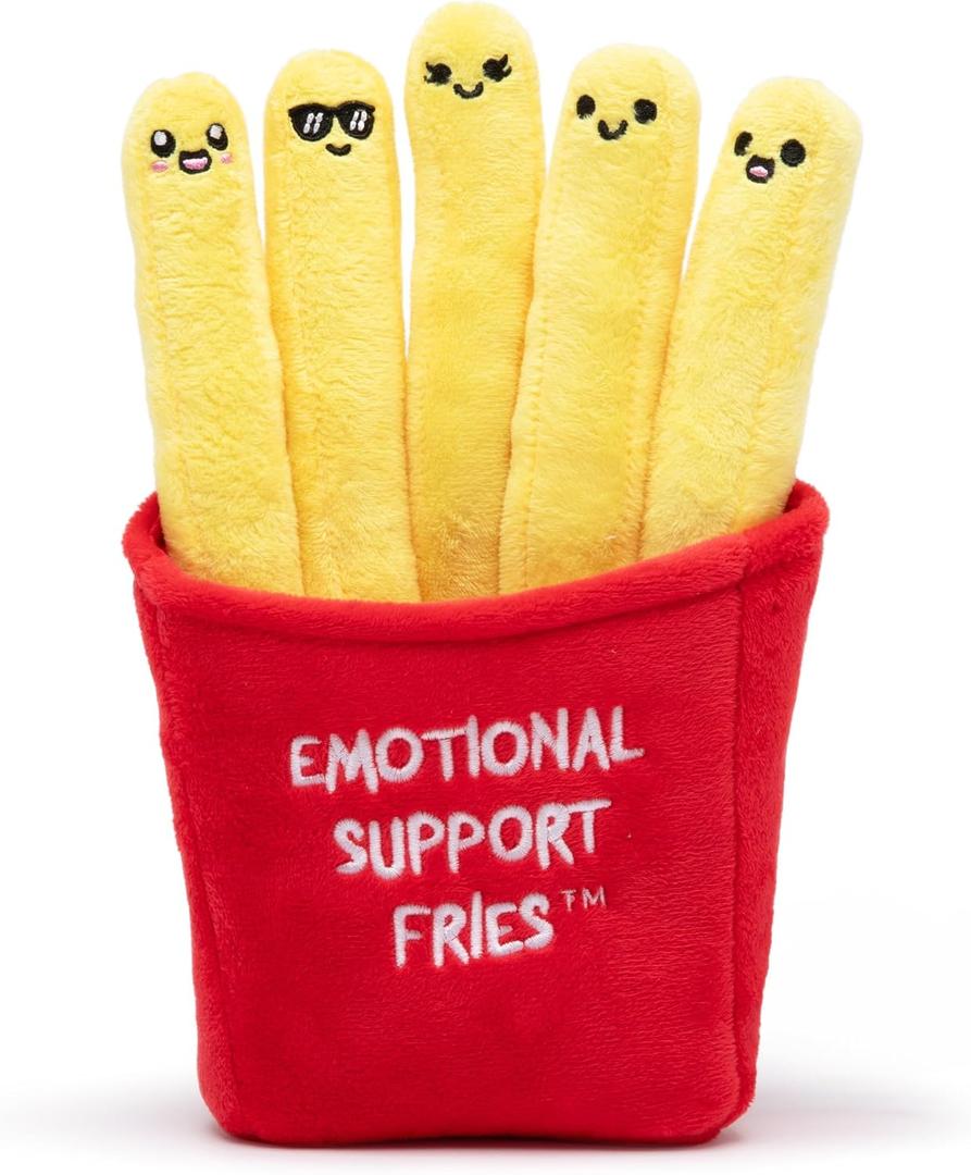 WHAT DO YOU MEME? Emotional Support Fries by Relatable, Cuddly Plush Toys and Stuffed Animals, Includes 5 Plushies with Basket, Funny Stocking Stuffer for Teens and Friends