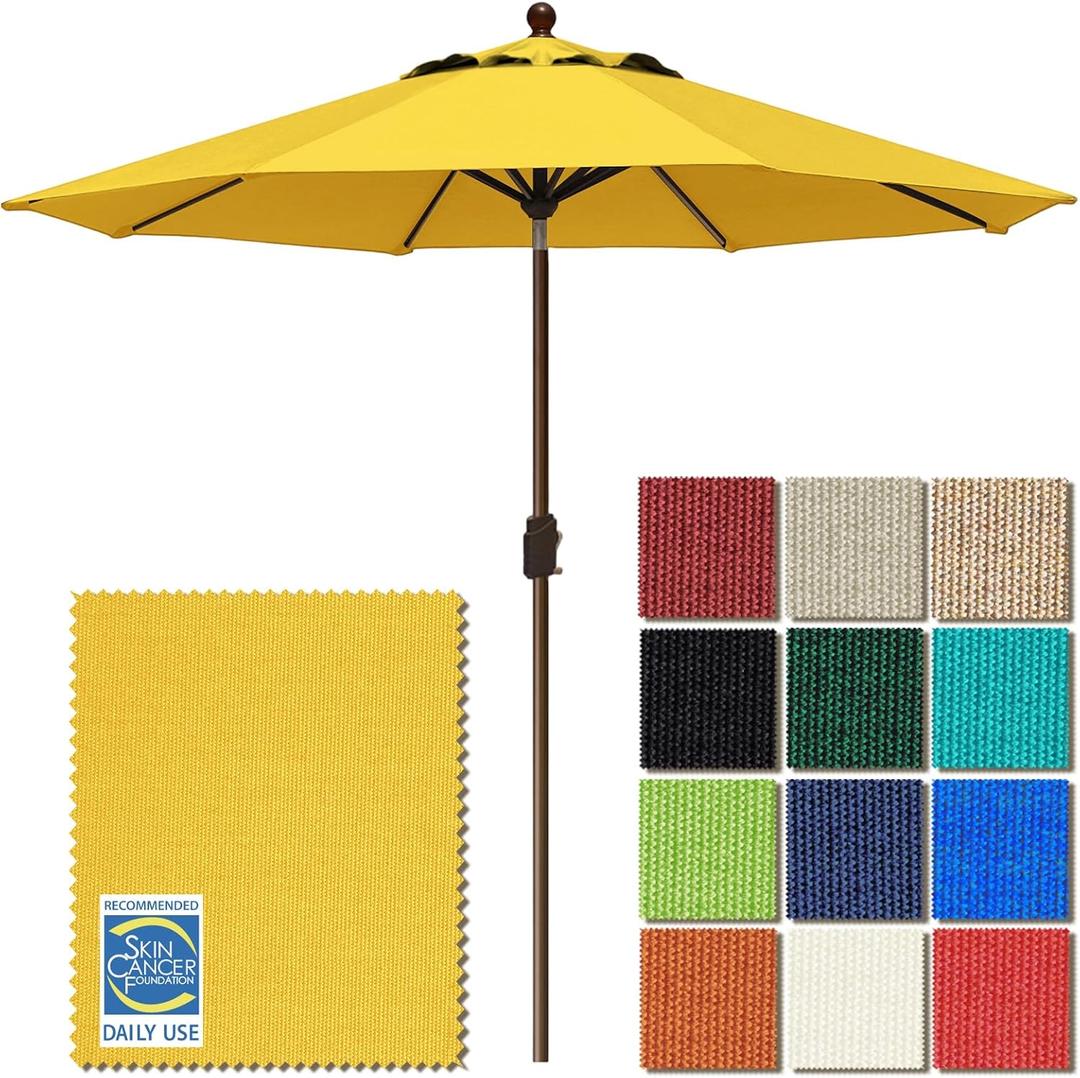 EliteShade USA 10-Year-Non-Fading 9Ft Market Patio Umbrella, UPF 50+ UV Protection Performance Sun Umbrella, Heavy Duty Commercial Grade Outdoor Table Umbrella with Crank & Tilt, Windproof Vented Top for Garden, Pool, Deck and Outdoor Playsets, Sunflower Yellow