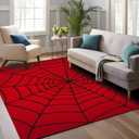 Red Spider Web Area Rug, 5x7 Indoor Washable Rugs for Living Room, Farmhouse Non-Slip Carpet for Bedroom Laundry Room Kitchen, Soft Low-Pile
