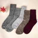 Loritta Wool Socks for Women, Winter Warm Stocking Stuffers Gifts for Women Cabin Crew Hiking Boot Socks (Large, B5-solid Color 01)