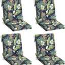 Arden Outdoor Dining Chair Cushion, 4-Pack, 20x44, Blue Tropical