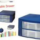 Locker Drawer. Includes 2 Removable Drawer Dividers. Heavy Duty. Fits 12" Wide Locker (Blue Double)