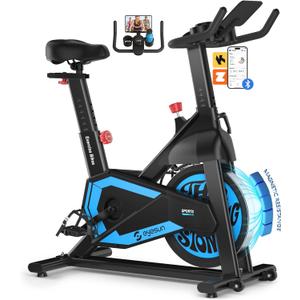 Exercise Bikes for Home,Indoor Cycling Bike with Adjustable Magnetic,Brake Pad Resistance Silent Belt Drive,330lbs Weight Capacity &Upgraded Version Seat for Home Cardio&Weight Loss (89W-Blue)