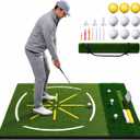 Dual Turf Golf Mat 5x4FT, Golf Hitting Practice Mat for Backyard | Features Phone Slot, Ball Tray, Alignment Line And Artificial Turf For Indoor Outdoor Driving Range Training & Golf Practice, 5x4FT with Phone Slot