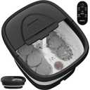 Foot Spa Collapsible, Foot Bath Massager with Heat, Remote, Timer, and 24 Motorized Shiatsu Massage Balls, Foot Soaking Tub Supports Hot/Cold Water Soaking- BA03H (Black)