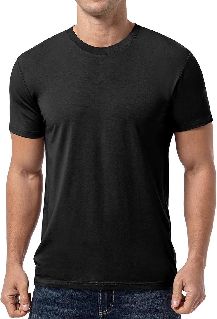 QUALFORT Men's Ultra Soft Shirt for Men Lightweight Cooling Short Sleeve Casual Basic Tee Shirt (Large)