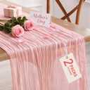 Pureegg 2-Pack Cheesecloth Table Runner, 120'' Easter Spring Boho Gauze Table Cloth Decorations for Party, Baby Shower, Wedding and Farmhouse, Fabric Room Decor, Dusty Pink