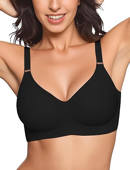 Easybunny Wireless Bras for Women No Underwire Jelly Supportive Buttery Soft Back Smoothing Everyday Seamless Bra L