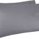 Amazon Basics 400 Thread Count Cotton Pillow Cases, King, Set of 2, Dark Gray, 40" L x 20" W, Pillows Not Included