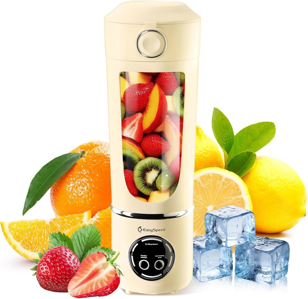 Portable Blender, Electric USB Type-C Juicer 3 Cup, 24 OZ BPA Free, Personal Juicer Shakes with Spout Lids, Smoothies Blender for Home, Kitchen, Office, Gym, Yellow