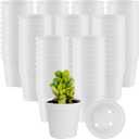 Yaomiao 200 Pcs 2 Inch White Mini Plastic Plant Pot Nursery Seedling Pots Seed Starter with Drainage Holes for Indoor Outdoor Garden Succulent Plants Cuttings Transplanting