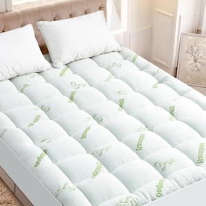 Mattress Pad - Bamboo Viscose Mattress Protector, Quilted Fitted Pillow Top Mattress Topper with Deep Pocket, Full Size