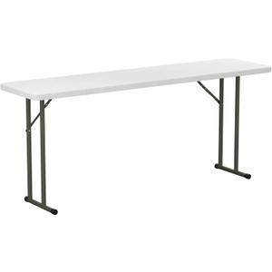 18" x 72" Granite White Heavy-Duty Blow Molded Plastic Folding Table