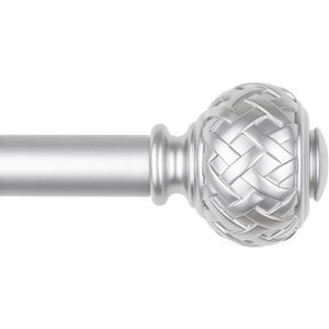 TONIAL Silver Curtain Rod 32 to 120 Inches, 7/8 Adjustable Curtain Rods for Windows 20 to 116 Inches, Splicing Drapery Rods Decorative with Netted Texture Finials