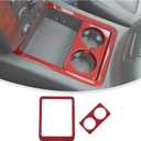 Linskip Non-Covered Center Console Cup Holder Trim Compatible with 2007-2013 Chevy Avalanche Silverado Suburban Tahoe & GMC Yukon/Sierra, Cup Holder Trim, Interior Accessories Red Carbon Fiber