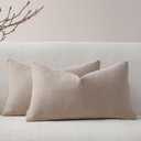 a moment Pack of 2 Decorative Chenille Throw Pillow Covers with Twill Cushion Covers for Sofa Living Room Couch Bed 12x20 Inch Beige