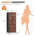 Sweetcrispy 5 Drawer Dresser with Fabric Bins, Sturdy Steel Frame and Wood Top, Storage Organizer Chest for Bedroom, Closet, Hallway, Brown
