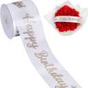 TONIFUL White Glitter Happy Birthday Satin Ribbon 2 Inch x 10 Yards Wide Printed Shiny Ribbon for Gift Wrapping,Flower Bouquet Decoration,Crafts,Banner Making and Party Supply