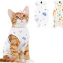 2 PCS Cat Recovery Suit Female Cat Onesie for Cats After Surgery Spay Abdominal Wounds, Kitten Surgery Recovery Suit Female Breathable E-Collar Alternative Kitten Onesie Anti Licking Medium