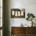 Vintage Halloween Wall Art Ghost Laundry Poster Canvas print Muted Farmhouse dark academia Room Decor Face Spooky Gothic for Halloween Party House Decor 8x12inch Framed (style-4)