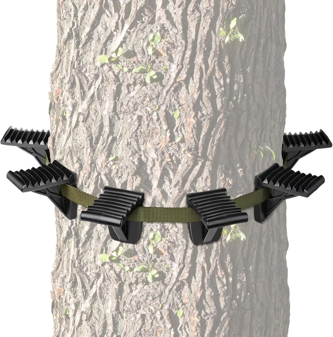 Saddle Hunting Platform Steps, Ultra-Light Ring of Steps for Climbing Bow Hunting with 6 Feet Heavy-Duty Strap & Cam Buckle, Ergonomic Anti-Slip Design