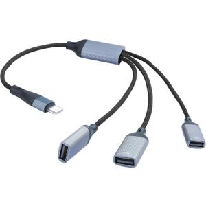 3-in-1 Splitter USB-C Cable,USB Type C Male to 3 USB Female Adapter Cable Support Charging/Data Transfer Type C to USB 2.0 OTG Extension Cable for Laptop Tablet Hub 13.8in/35CM