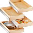 Sintuff 4 Pack Wooden Pull out Tray Cabinet Organizer, 12'' X 21''