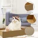Cardboard Cat Scratcher Box Set of 2, 17 Inch Corrugated Cat Scratch Pad with 4 Double-Sided Curved Wave Shaped Pad for Indoor Cats Kitty Play Rest Grind Claws