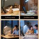 EZVALO LED Rechargeable Desk Lamp, 6000mAh Battery Operated Light, Cordless Table Lamp for Book Reading, Foldable Mini Lamp & Portable, 3 Color Dimmable Small Wireless Reading Lamp, Black