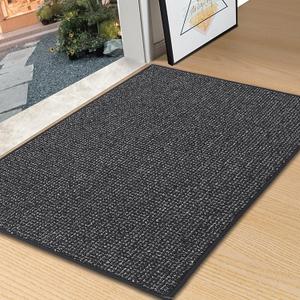 BEQHAUSE Dirt Trapper Door Mat 32" x 48", Non-Slip Washable Doormats Entrance Mat, Dirt Resistant and Absorbent Welcome Mat, Low Profile Floor Mats for Front Back Door and Entryway, Charcoal