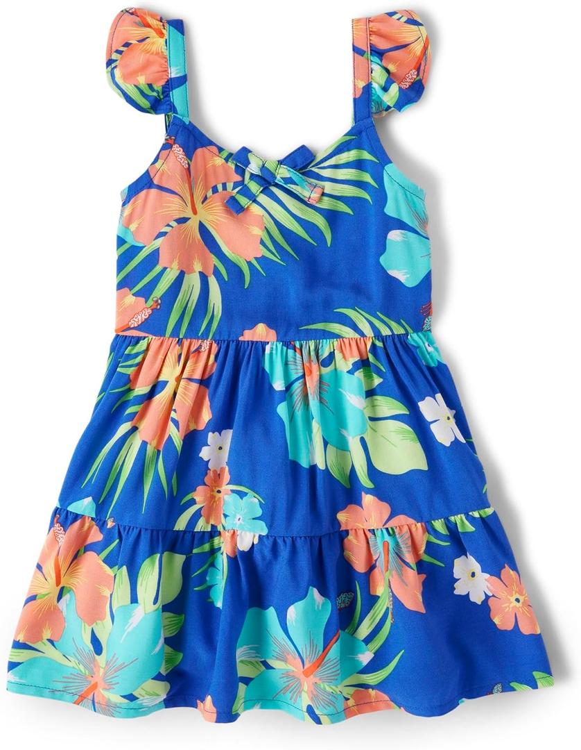 The Children's Place and Toddler Short Sleeve Casual Dresses (12-18 Months, Cool Cobalt Tropical)