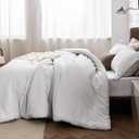 Bedsure Full Comforter Set - Grayish White Soft Bedding for All Seasons, Cationic Dyed Bed Set, 3 Pieces, 1 Full Size Comforter (82"x86") and 2 Pillow Shams (20"x26"+2")