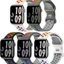 5 Pack Sport Bands Compatible with Apple Watch Band 44mm 45mm 46mm 42mm 41mm 40mm 38mm 49mm for Men Women, Breathable Silicone Wrist Strap for iWatch Series 10 9 SE 8 7 6 5 4 3 2 1 Ultra 2