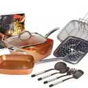 9 Pcs set Multi Purpose Cookware Set, Copper Colored Non Stick Pan Kitchen Cooking Set for Kitchen Home