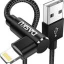 90 Degree iPhone Charging Cable 2Pack 10ft Right Angle Nylon Braided Lightning Charger Cord Compatible with iPhone 14 13 12 11 Pro Max XS XR X 8 7 6 5 Plus iPad, Black