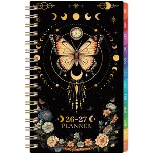Pocket Calendar 2026-2027 - Pocket Planner 2026-2027 for Purse, Jul.2026 - Jun.2027, 4.1''  6.8'', Weekly Monthly Planner with Colorful Month Tabs, Strong Twin-wire Binding, Small Daily Academic Calendar - Butterfly