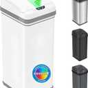 iTouchless 13 Gallon Motion Sensor Garbage Container with Odor Filter, 50L Touchless Stainless Steel Kitchen Bin, Smart Automatic Lid, Fingerprint-Proof, Pet-Safe Lock & Soft-Close, Brilliant White