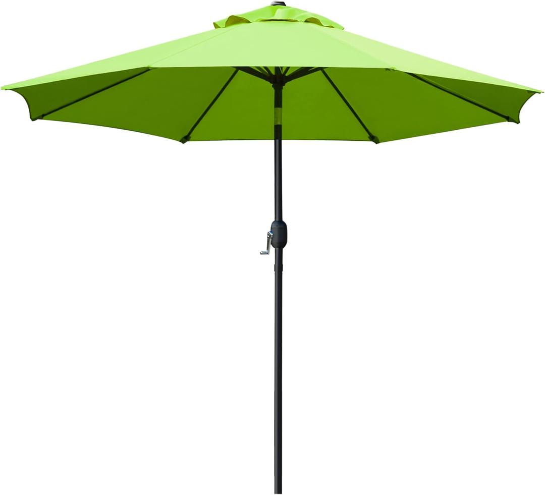 Sunnyglade 9' Patio Umbrella Outdoor Table Umbrella with 8 Sturdy Ribs (Grass Green)