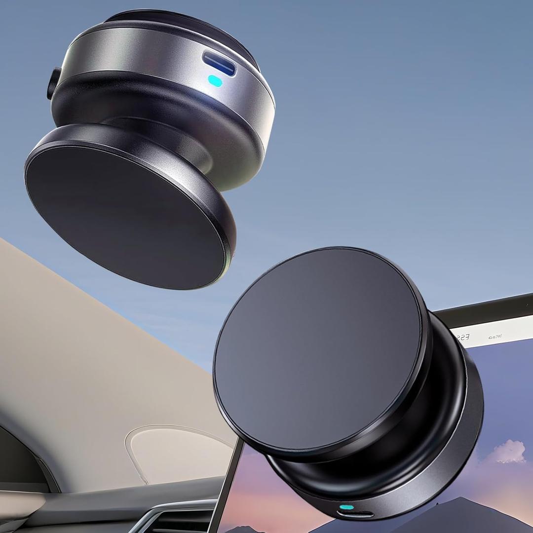 Hands-Free Stable Anti-Shake Electric Suction Cup Phone Mount, 360 Adjustable Vacuum Magnetic Car Phone Holder for Car Vlogging Travel, for Magsafe iPhone 16e 16 Pro Max 15 14 13 (Silver)