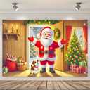 3 x 1PC 71x43 Inch Christmas Party Banner with Santa Claus and Puppy Indoors Tree Gifts and Wreath Decorative Backdrop for Holiday Celebration Home Wall Door Porch Winter Decoration (Colorful 0003)
