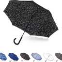 Totes Auto Reverse Close Windproof Stick Inbrella with Water Repellent Protection, One Size