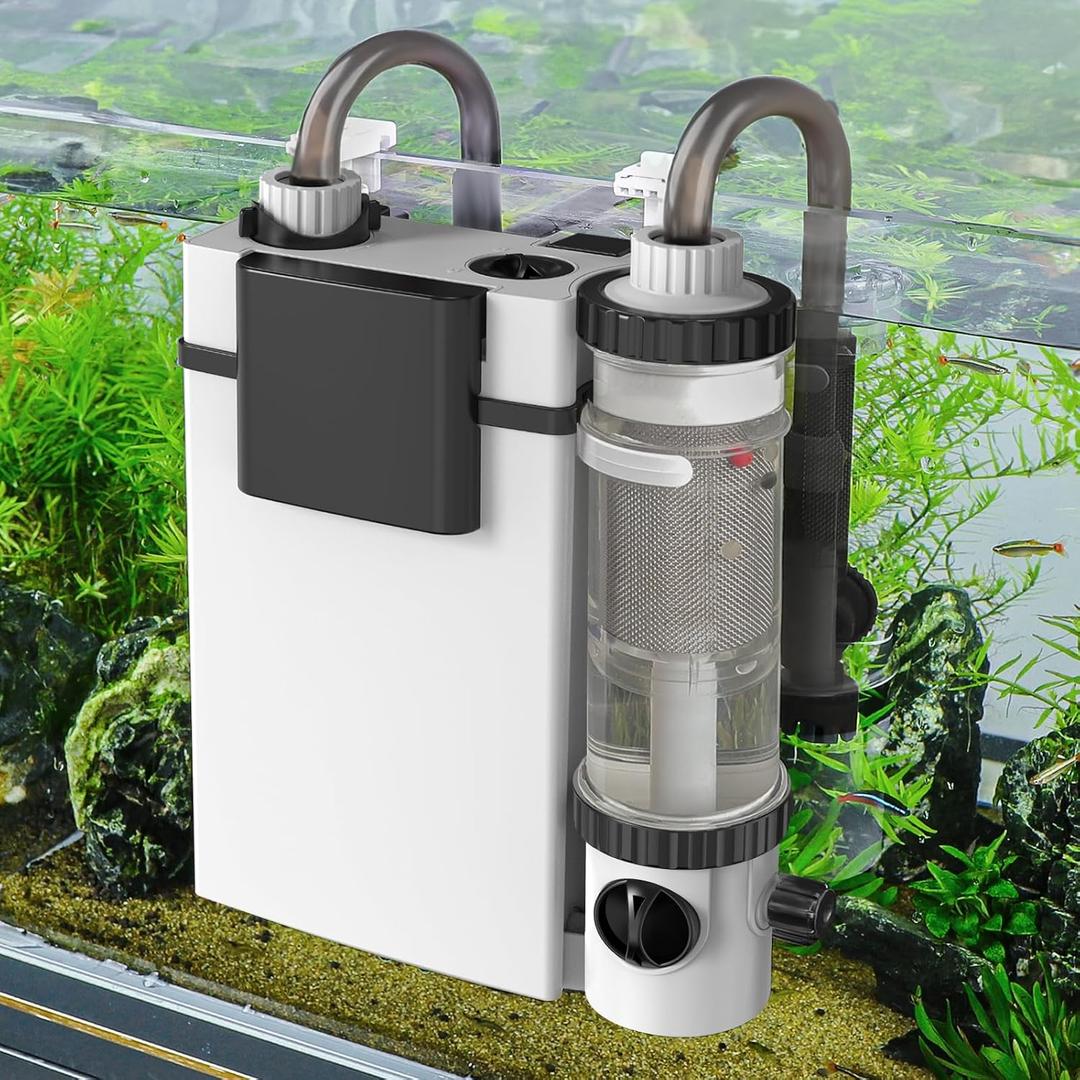 hygger Quiet Hang On Back Aquarium Filter 5-30 Gallon Small Fish Tank Canister Filter with Surface Skimmer Spray Bar 3 Floss Pads Filter Media Adjustable Flow, Easy Water Change 132 GPH