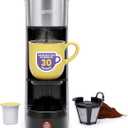 Chefman InstaCoffee Max, The Easiest Way to Brew the Boldest Single-Serve Coffee, Use Fresh And Flavorful Grounds or K-Cups With A Convenient Built-In Lift, Black/Stainless Steel
