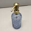 16 oz Glass Soap Dispenser with Vintage Gold Pump, Refillable Hand Soap Dispenser for Kitchen and Bathroom (Blue)