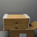 Desk Organizer with Drawers - Bamboo Desktop Organizer Storage | Wood Desk Drawers Organizer for Bills, Office Supplies, Cosmetics, Seals No Assembly Required (2 Drawer)