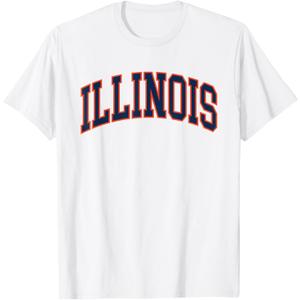Retro Illinois Tee Vintage Illinois Blue Orange Throwback IL T-Shirt . Size S