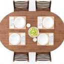 UMINEUX Oval Fitted Vinyl Tablecloth with Elastic Edged & Flannel Backing, Waterproof Wipeable Oval Table Cover - Fits Tables up to 42"X68" (Wood)