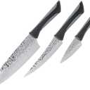 kai PRO Luna 3 Piece Starter Knife Set, Kitchen Knife Set, Includes 8" Chef's Knife, 3.5" Paring Knife, and 6" Utility Knife, Hand-Sharpened Japanese Kitchen Knives, Silver