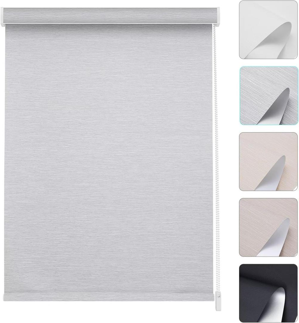 Changshade Size Custom Corded Roller Shades, Blackout Roller Window Blinds with Thermal Insulated for Office, Living Room, Bedroom, Kitchen, Easy Installation Grey CML-ROL-GY-A